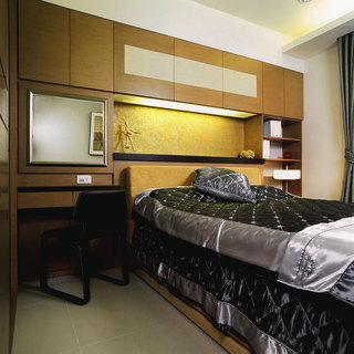 现代家居卧室床头整体柜设计