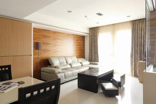 美式客厅 木质沙发背景墙效果图