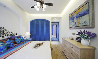 地中海风格卧室蓝色衣柜装饰