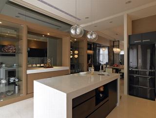 现代家居厨房大理石吧台设计