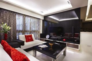 时尚新中式客厅 黑色电视背景墙欣赏