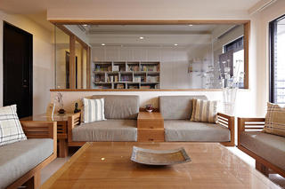 宜家日式客厅 玻璃背景墙设计