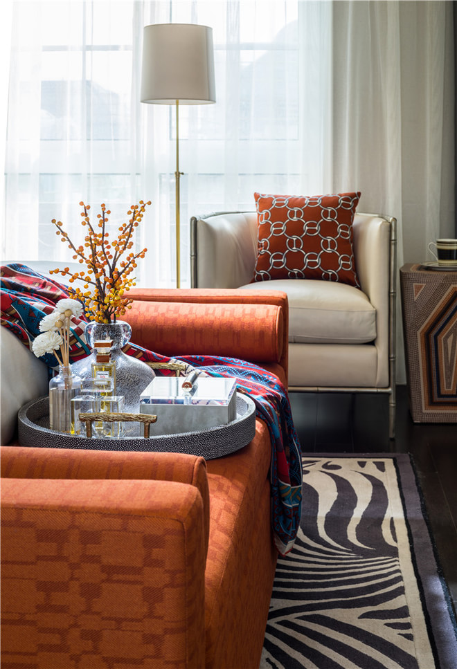  时尚现代风 亮橙色沙发效果图