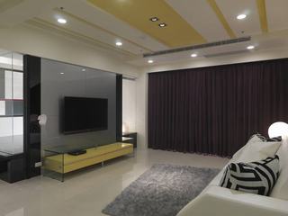 黄色系列现代风格客厅电视背景墙效果图