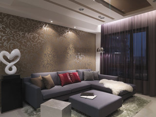 素雅现代客厅墙纸装饰设计