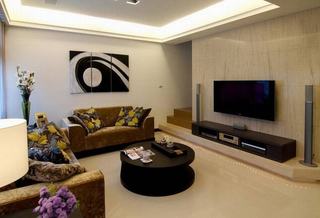 现代风小复式客厅 电视背景墙设计