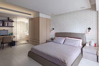 优雅美式卧室 文化砖背景墙设计