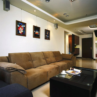 现代客厅咖色系沙发设计