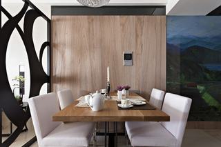 时尚现代餐厅原木背景墙设计