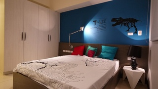 简约艺术风 卧室蓝色背景墙设计