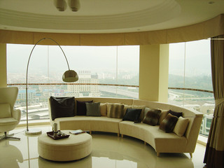 浪漫暖调宜家风 半圆形客厅设计
