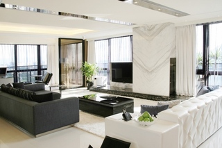 黑白简约现代公寓客厅装潢图
