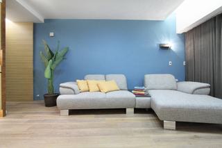 现代家居客厅 蓝色背景墙效果图