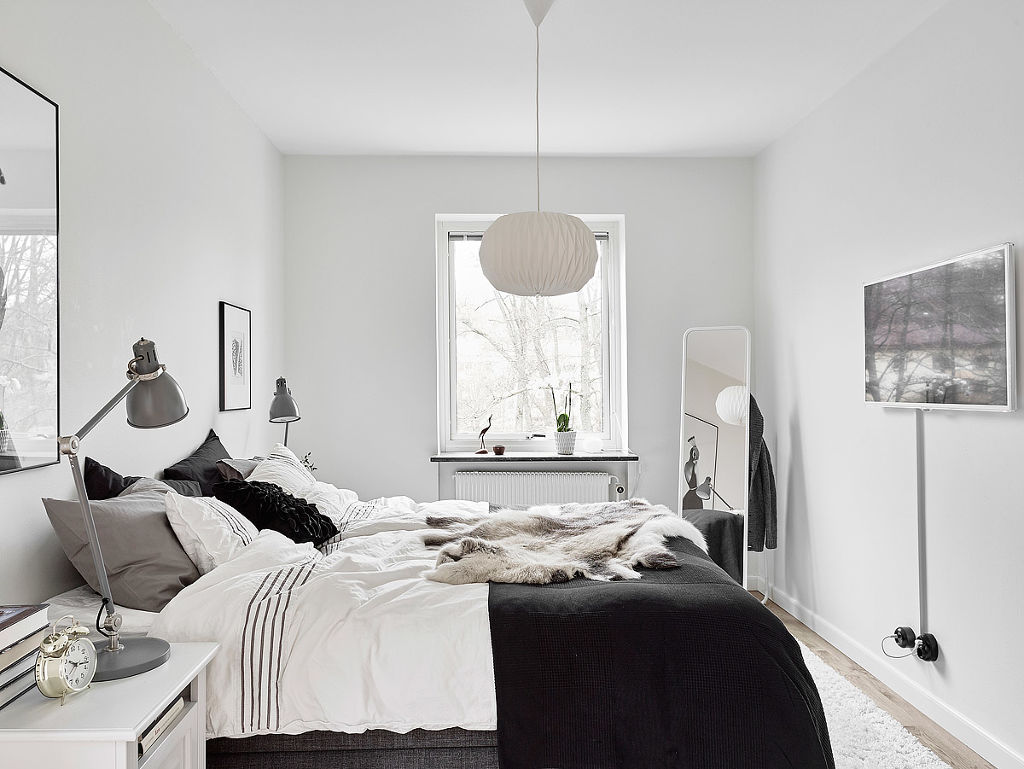 时尚黑白北欧风卧室效果图