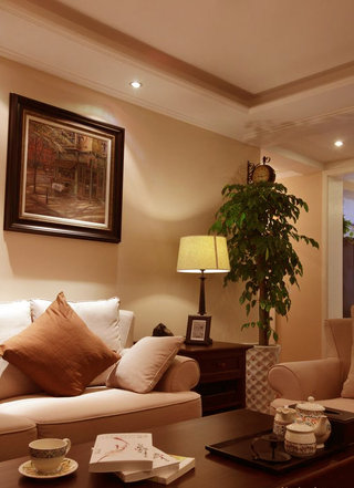 复古美式客厅沙发装饰画设计