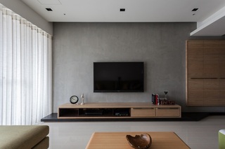 现代客厅 灰色电视背景墙装潢图