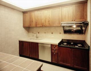 复古美式风格厨房砖砌橱柜装饰效果图