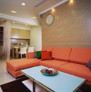现代家居客厅橙色沙发装饰图