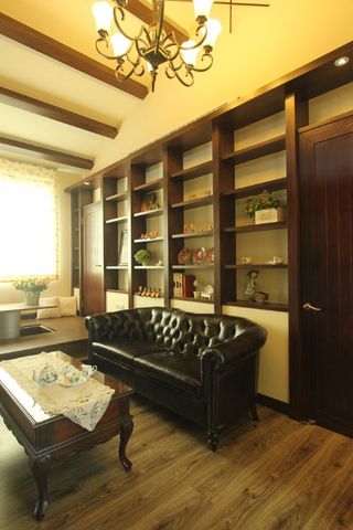 复古美式客厅书架设计