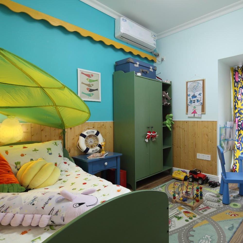 儿童房,衣柜,混搭,绿色