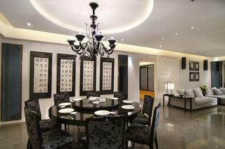 黑白时尚现代中式风格餐厅设计装修案例图