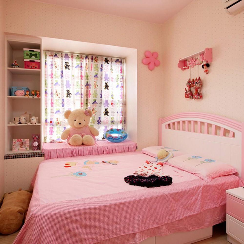 甜美粉色简约儿童房装饰