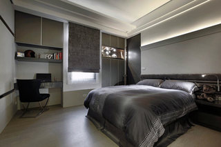 精致灰色系现代风卧室设计效果图