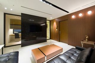 现代客厅黑色电视背景墙设计