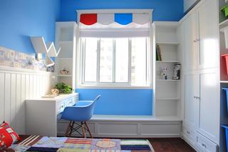蓝色唯美地中海家居儿童房学习区设计