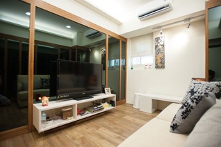 现代时尚设计客厅玻璃电视背景墙装饰效果图