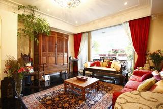 时尚复古中式客厅窗帘装饰效果图