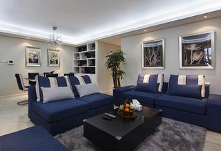时尚现代客厅蓝色沙发装饰