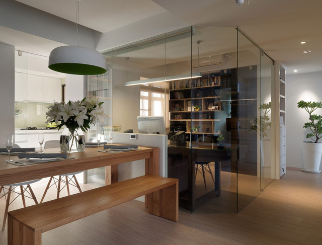 现代时尚书房玻璃隔断设计