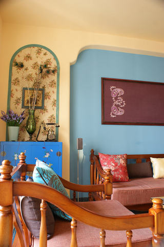 多彩东南亚风情 客厅背景墙设计