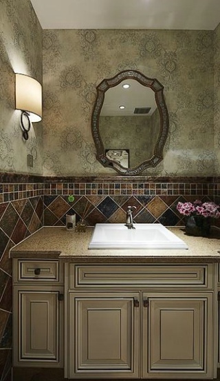 美式乡村风格家居卫生间浴室柜装饰效果图