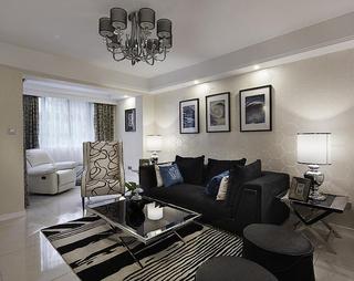 时尚黑白现代风格客厅软装饰效果图