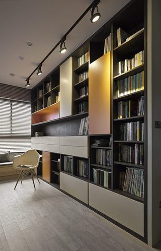日式现代风书房 整体书柜设计