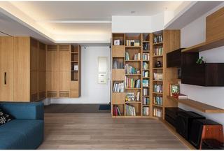 原木现代日式风格家居嵌入式书柜设计