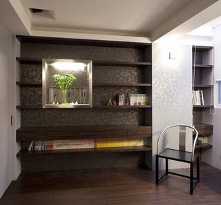 素雅现代家居书房 分层书架设计
