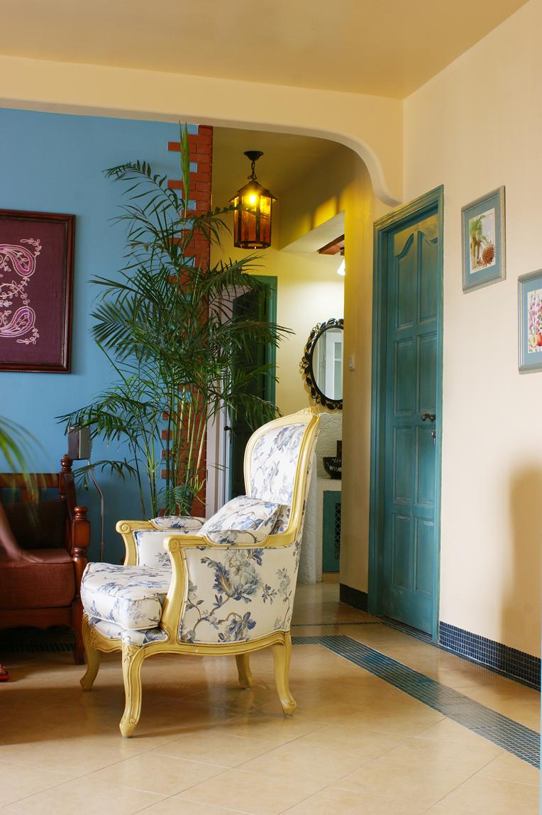 欧式地中海风格家居室内单人沙发椅装饰效果图