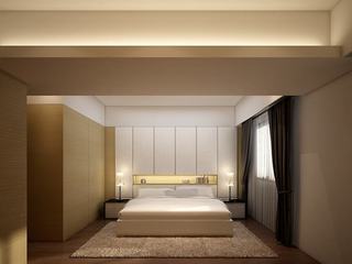 现代日式风实木卧室装修图