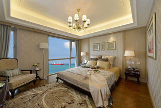 浪漫裸色简约法式风格海景房卧室设计