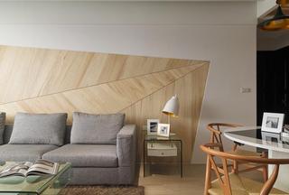 现代时尚设计客厅沙发原木背景墙装饰图