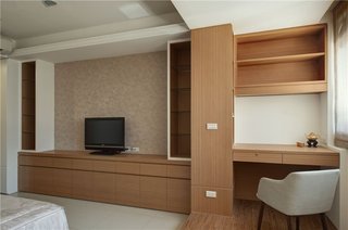 新中式家居室内实木电视柜书柜组合设计装修图
