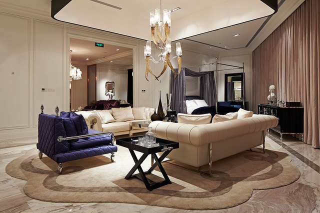 高贵奢华欧式别墅装修沙发背景墙设计 豪华欧式风装修电视背景墙图片