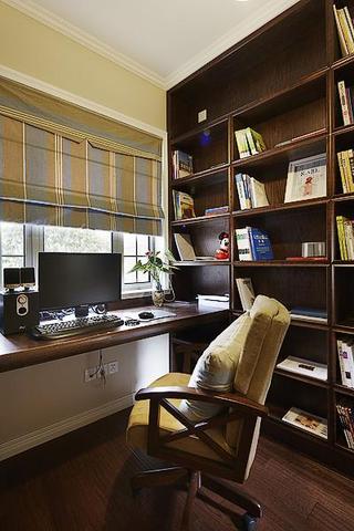 休闲简美式书房 实木书柜设计