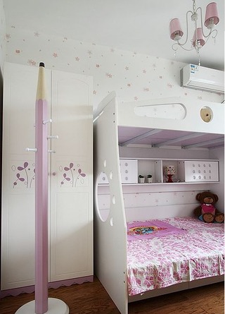 浪漫紫色现代风 儿童房双人床设计