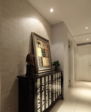 摩登现代设计家居室内玄关黑白柜子摆放图