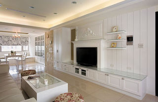 白色优雅简欧客厅电视背景墙设计