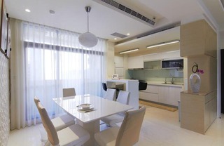 优雅现代风 厨餐厅白色窗帘设计